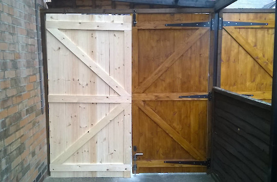 Before and After Bespoke Double Gate - Choice of wood stains